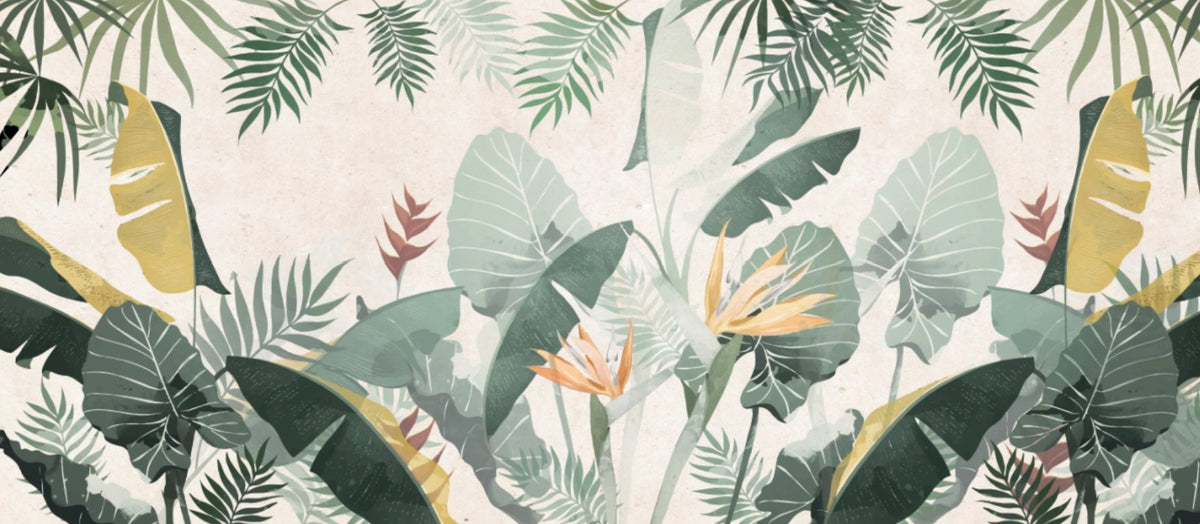 Yellow green custom-made wallpaper L330cm x H145cm