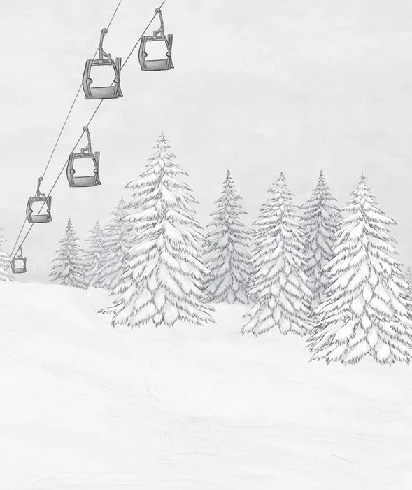 Papier peint montagne télécabine noir & blanc