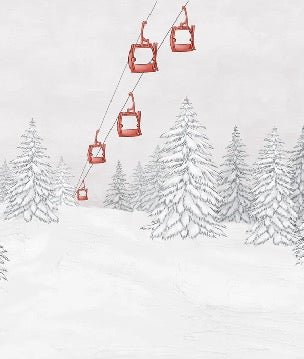 Papier peint montagne télécabine rouge, XXL, tendance