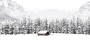 Panoramic mountain chalet wallpaper