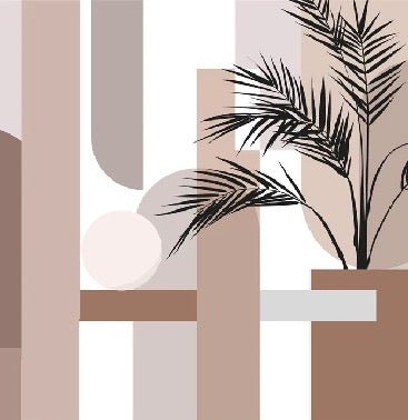 Panoramic geometric terracotta wallpaper