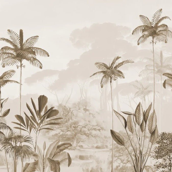 Papier peint panoramique jungle eden sépia, XXL, tendance