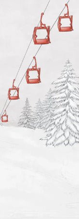 Papier peint montagne télécabine rouge