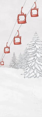 Papier peint montagne télécabine rouge