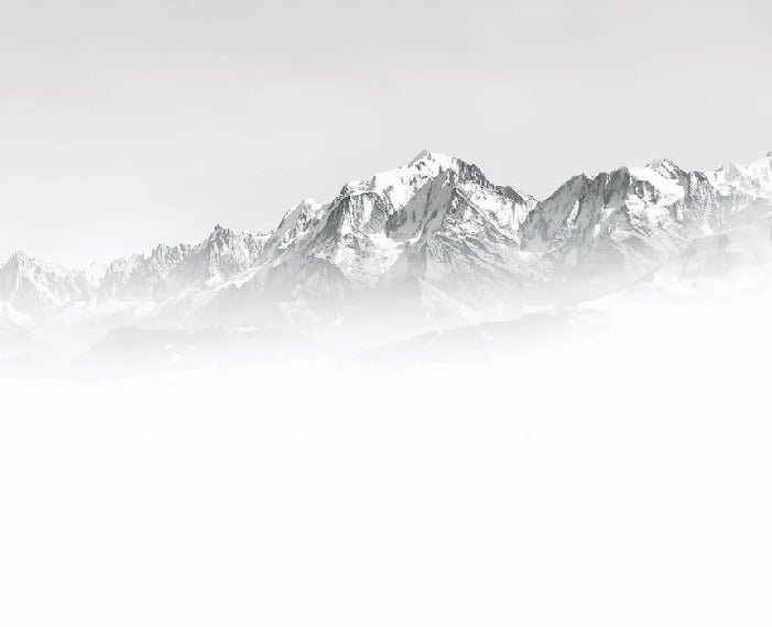 Papier peint Mont Blanc dans la brume noir et blanc, XXL, tendance