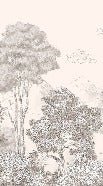 Papier peint panoramique Forêts et Monts Crayonnés Beige, XXL, tendance