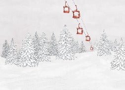 Papier peint montagne télécabine rouge, XXL, tendance