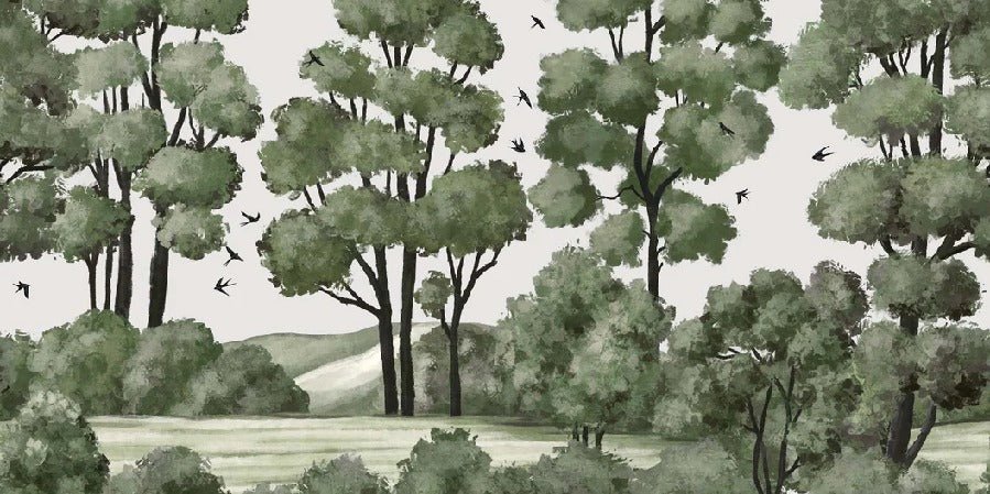 Papier peint paysage rivière forêt vert