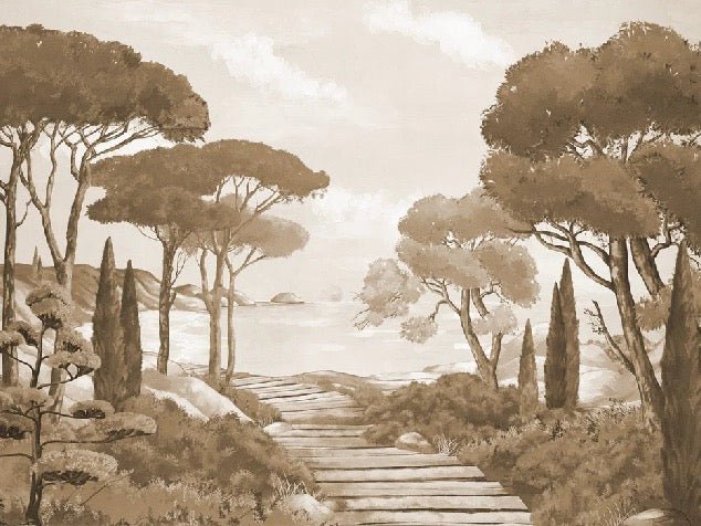 Papier peint balade dans les calanques monochrome, XXL, tendance