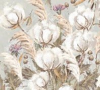 Panoramic cotton flower wallpaper