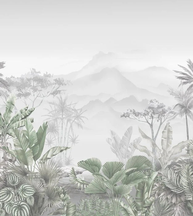 Papier peint salle de bain tendance tropical vert, XXL, tendance