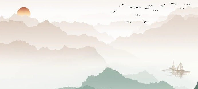 Papier peint montagne dans brume terracotta