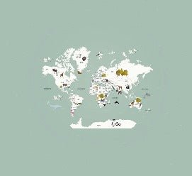 Papier peint Carte du monde en Francais enfant vert, XXL, tendance