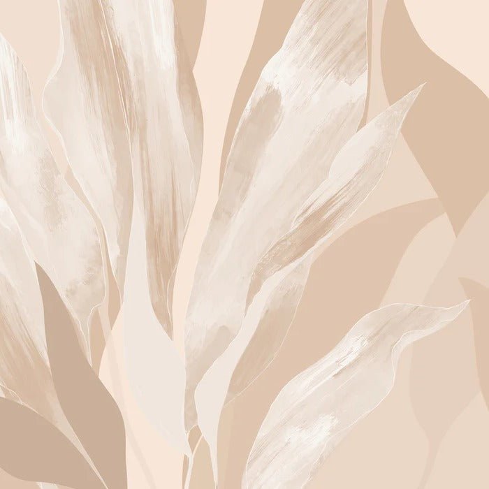 Papier peint étoffe florale beige