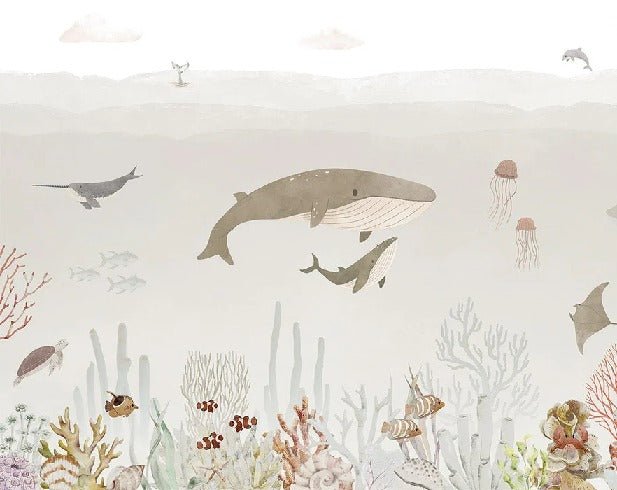 Papier peint bébé baleines, XXL, tendance