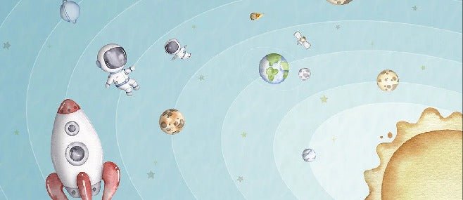 Papier peint bébé univers bleu ciel, XXL, tendance