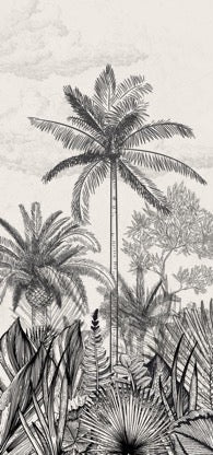 Papier peint héritage tropical noir et blanc