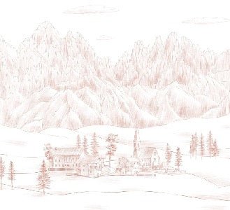 Papier peint paysage italien Dolomites terracotta