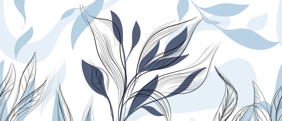 Blue graphic flower wallpaper