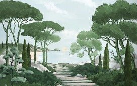 Papier peint balade dans les calanques vert, XXL, tendance