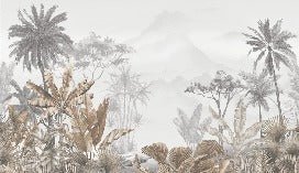 Papier peint tendance tropical sepia, mural concept, tendance