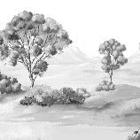 Papier peint paysage poétique noir et blanc