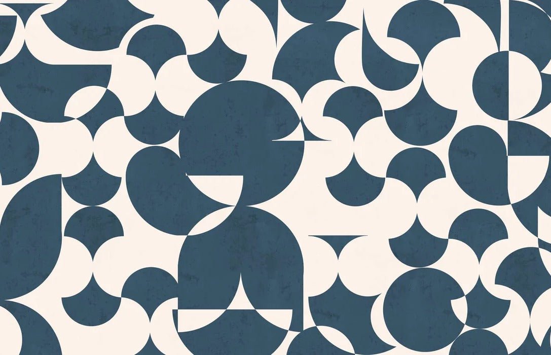 Papier peint rétro forme graphique bleu jean, XXL, tendance