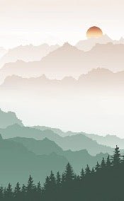 Papier peint montagne dans brume terracotta