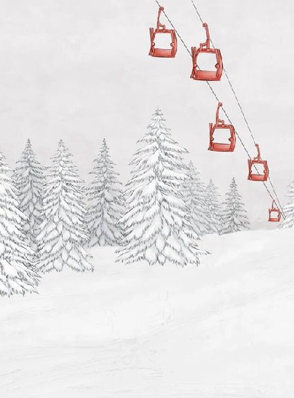 Papier peint montagne télécabine rouge