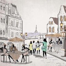 Papier peint français Paris café en terrasse, XXL, tendance