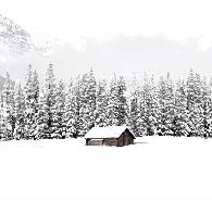 Panoramic mountain chalet wallpaper