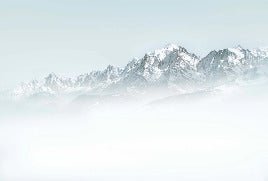 Papier peint Mont Blanc dans la brume bleu