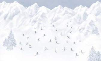 Papier peint montagne skieurs bleu