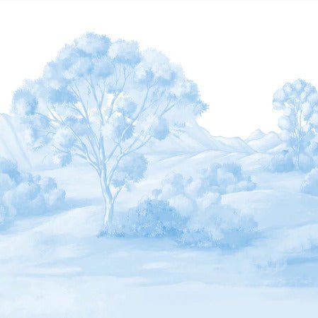 Papier peint paysage poétique bleu