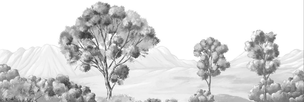 Papier peint paysage poétique noir et blanc