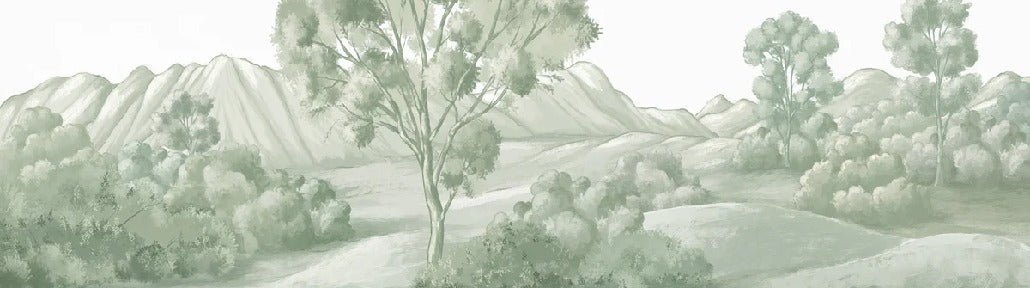Papier peint paysage poétique vert