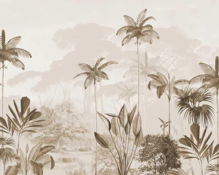 Papier peint panoramique jungle eden sépia