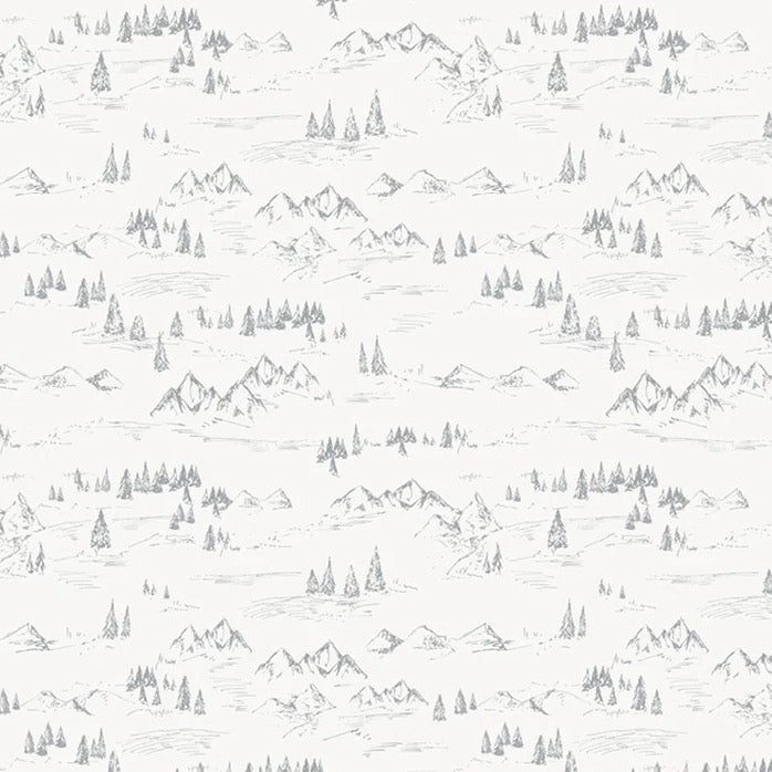 Papier peint illustration montagne et sapin