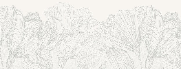 Panoramic wallpaper grey and white waltz of flowers