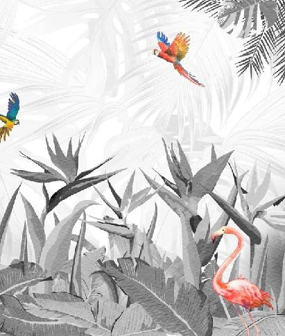 Papier peint noir et blanc oiseau du paradis