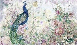 Papier Peint panoramique Peacock bleu paon floral, XXL, tendance