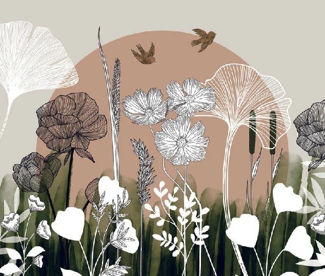 Papier peint panoramique illustration florale