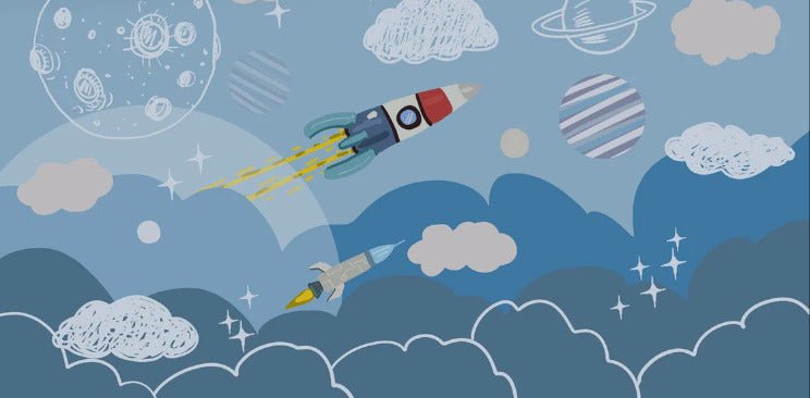 Papier peint enfant fusée espace spatiale