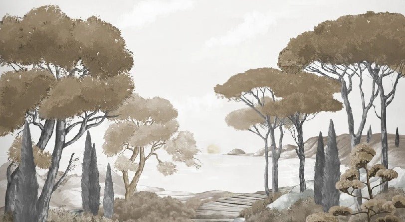 Papier peint balade dans les calanques brun, XXL, tendance