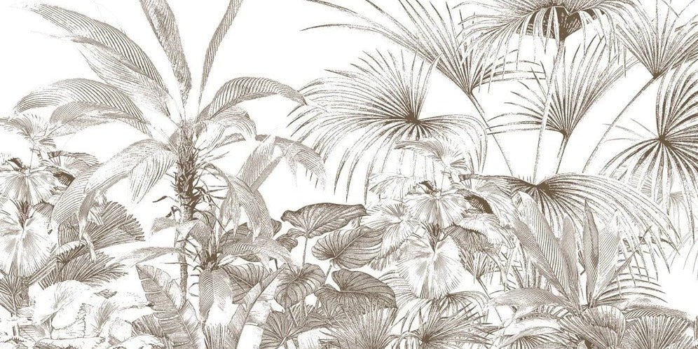 Papier peint tropical gravure monochrome, XXL, tendance
