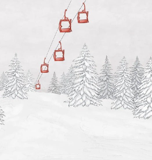 Papier peint montagne télécabine rouge