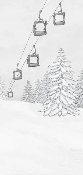 Papier peint montagne télécabine noir & blanc