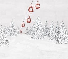Papier peint montagne télécabine rouge, XXL, tendance