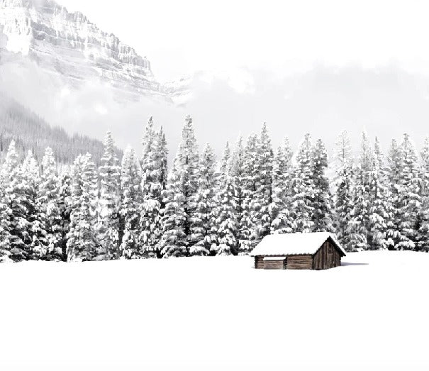 Panoramic mountain chalet wallpaper
