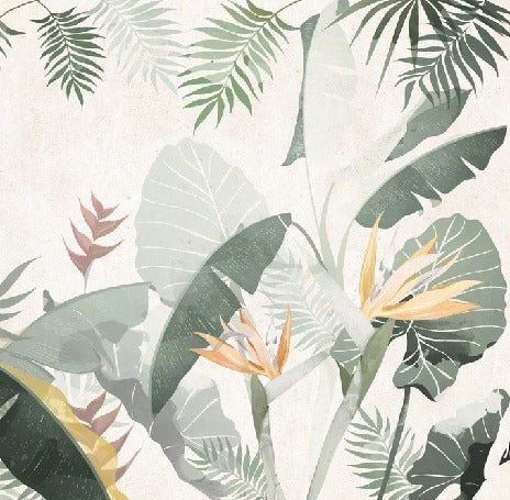 Papier peint restaurant végétal vert jaune, XXL, tendance